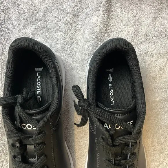 Lacoste Carnaby Set 224 Leather Low-Top Sneakers Mens 7.5 Black White Casual