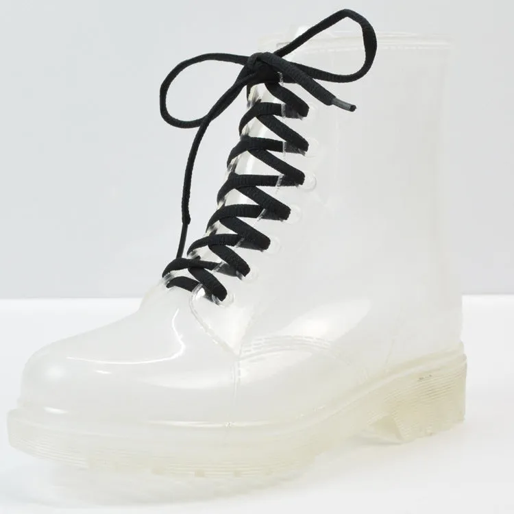 Ladies flat-heel transparent rain boots