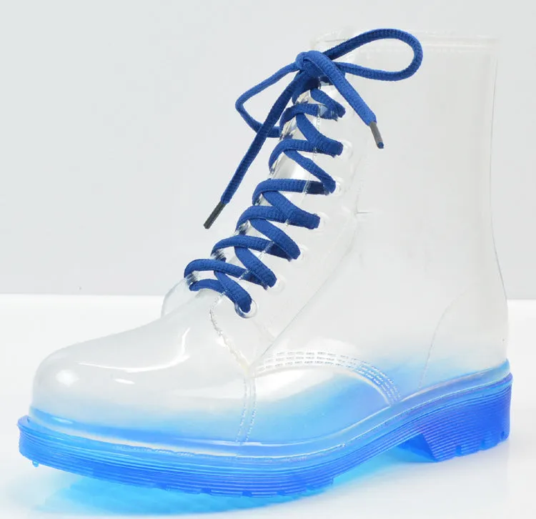 Ladies flat-heel transparent rain boots