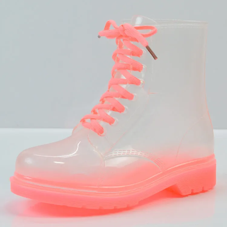 Ladies flat-heel transparent rain boots
