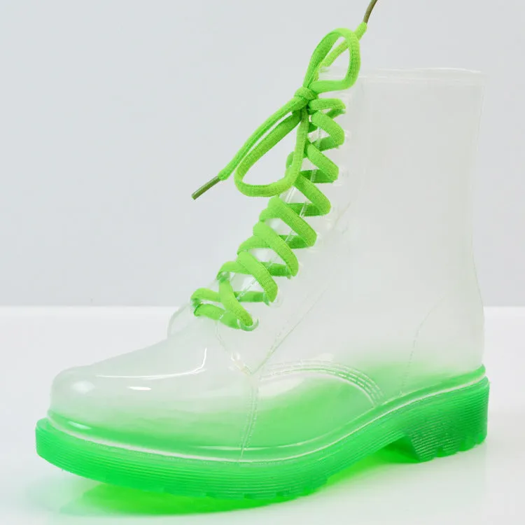 Ladies flat-heel transparent rain boots