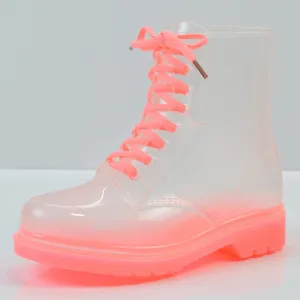 Ladies flat-heel transparent rain boots
