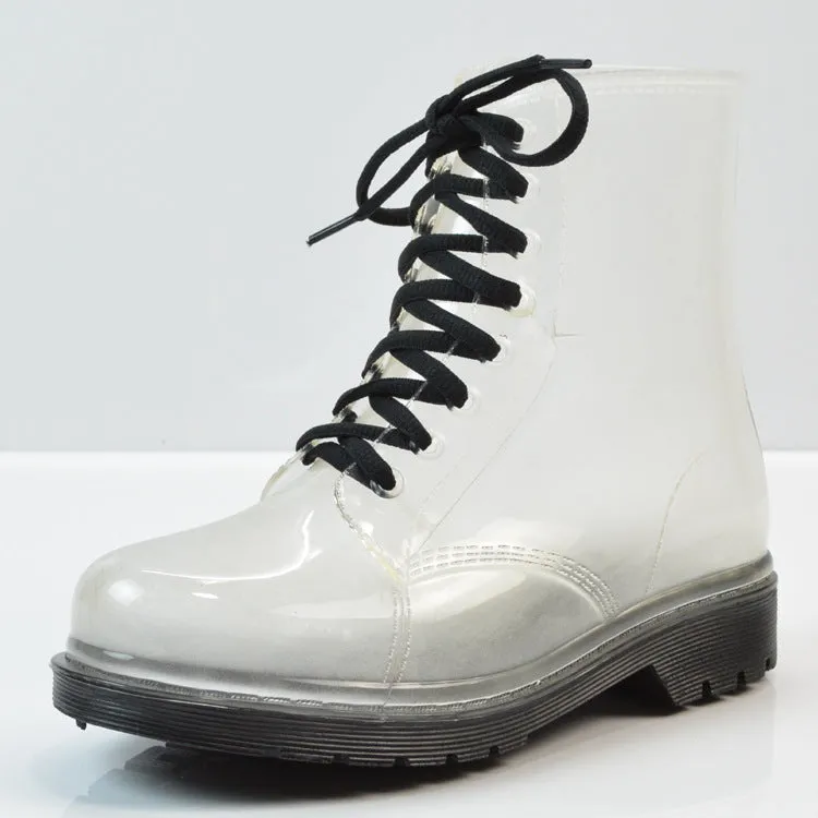 Ladies flat-heel transparent rain boots