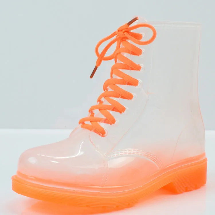 Ladies flat-heel transparent rain boots