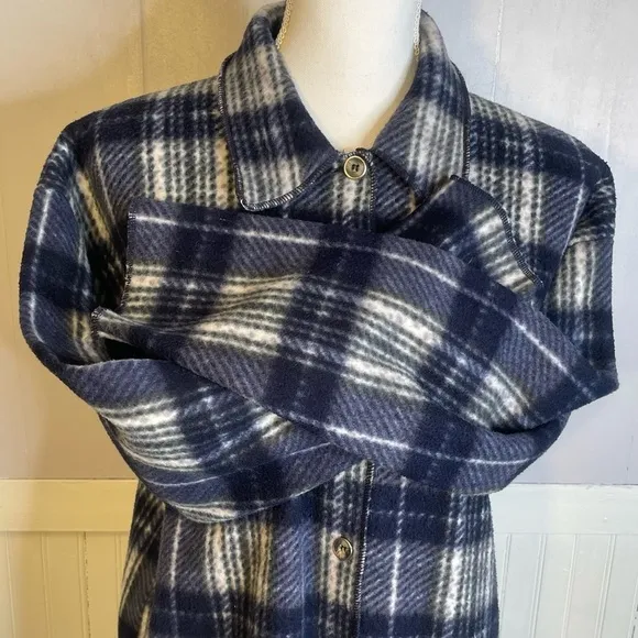 Ladies Vintage Route 66 Plaid Fleece Shirt – 1990s Western Cowboy Style