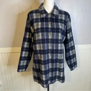Ladies Vintage Route 66 Plaid Fleece Shirt – 1990s Western Cowboy Style