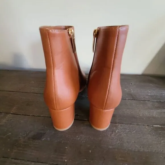 L'AGENCE Women's Jeanne II Pointed Toe Bootie in Luggage Brown New Size 39