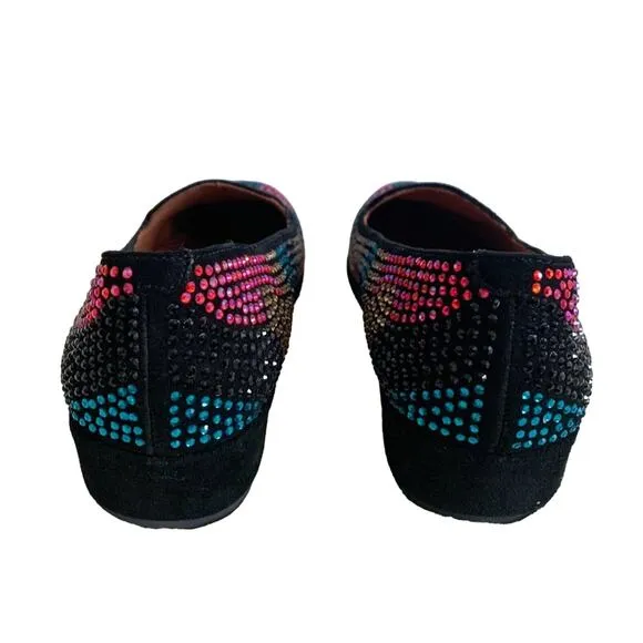 L'Amour Des Pieds Correze Stone Embellished Smoking Slip On Slipper Flat Black 9