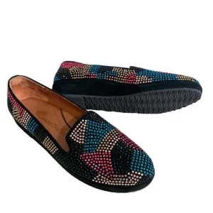 L'Amour Des Pieds Correze Stone Embellished Smoking Slip On Slipper Flat Black 9