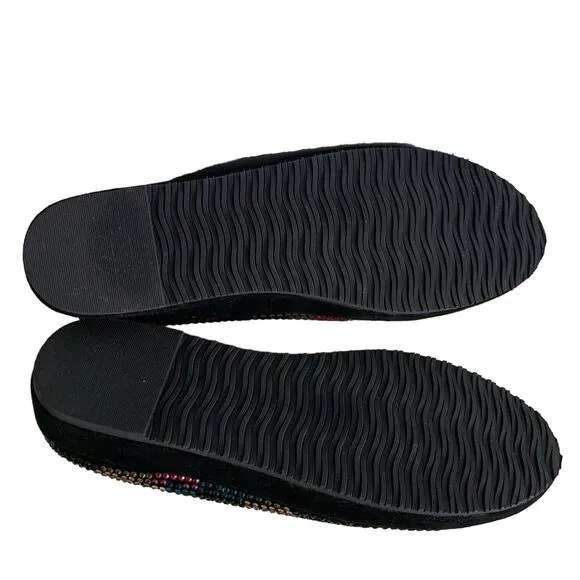 L'Amour Des Pieds Correze Stone Embellished Smoking Slip On Slipper Flat Black 9