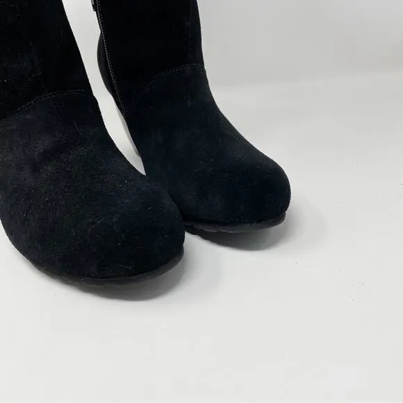 LAmour Des Pieds Pamby Black Suede Ruched Western inlaid Heel Boots womens 6