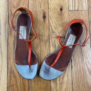 Lanvin Patent Leather T-Strap Sandal 38.5