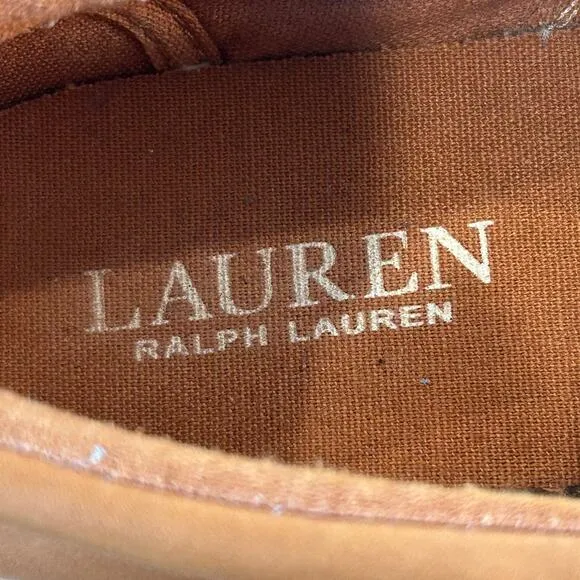 Lauren Ralph Lauren Cedar Slip On Shoes Womens 6 Brown Leather Casual Heritage