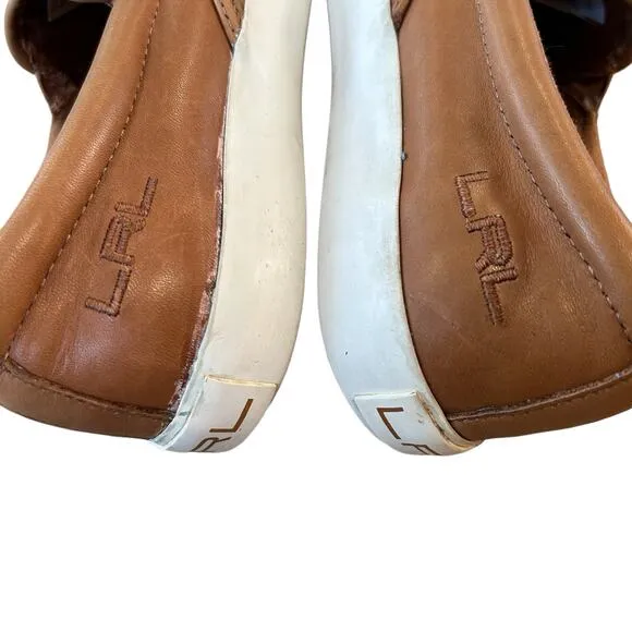 Lauren Ralph Lauren Cedar Slip On Shoes Womens 6 Brown Leather Casual Heritage