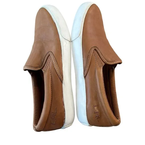 Lauren Ralph Lauren Cedar Slip On Shoes Womens 6 Brown Leather Casual Heritage