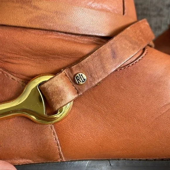 Lauren Ralph Lauren Jenny Tan Leather Tall Boots Size 7.5