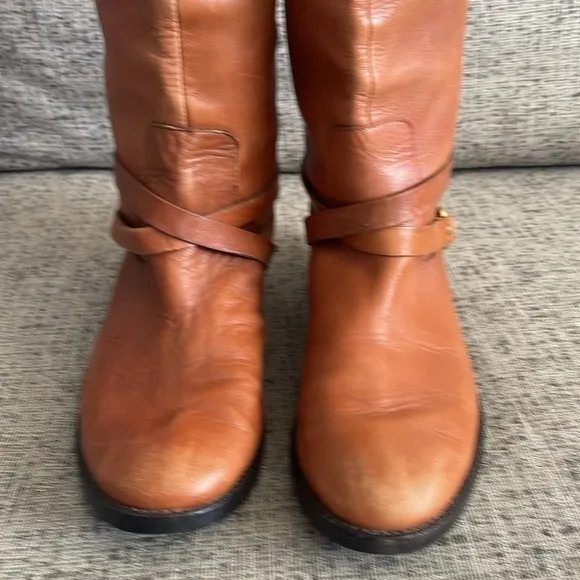 Lauren Ralph Lauren Jenny Tan Leather Tall Boots Size 7.5
