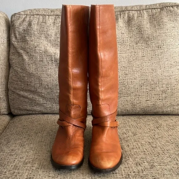 Lauren Ralph Lauren Jenny Tan Leather Tall Boots Size 7.5
