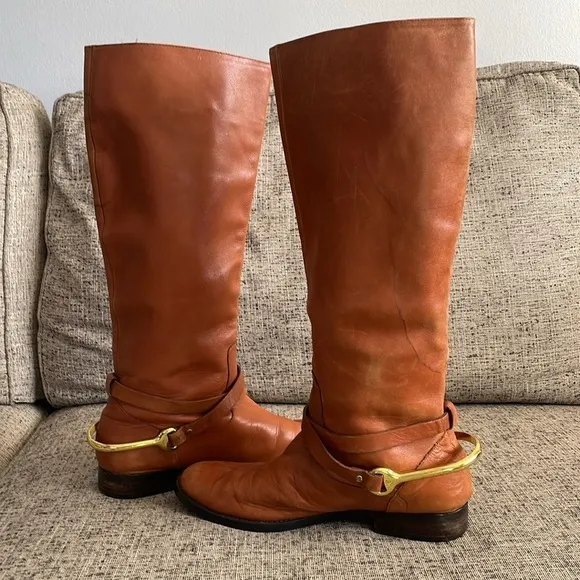 Lauren Ralph Lauren Jenny Tan Leather Tall Boots Size 7.5