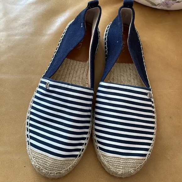 Lauren Ralph Lauren, Navy and White Striped Espadrilles