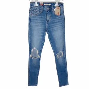 Levi's 721 High Rise Skinny Jeans with rip knee size 25
