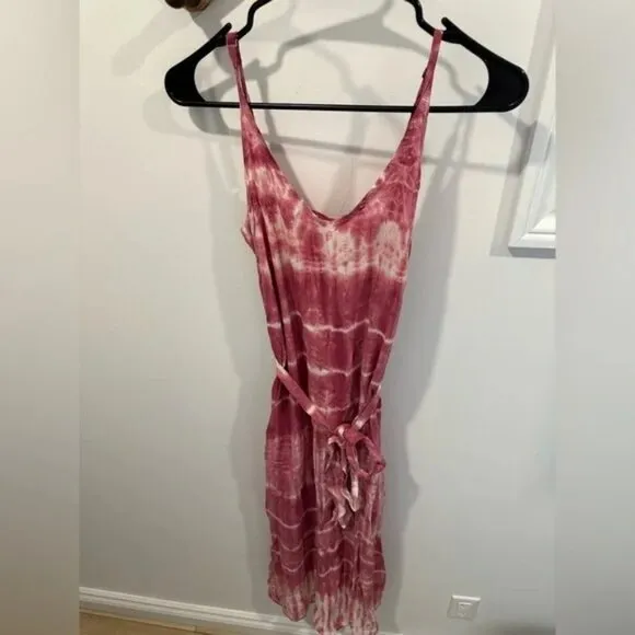 Like New Bella Dahl Tie-Dye Midi Dress | Size S | Pink &amp; White