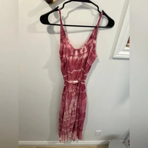 Like New Bella Dahl Tie-Dye Midi Dress | Size S | Pink &amp; White