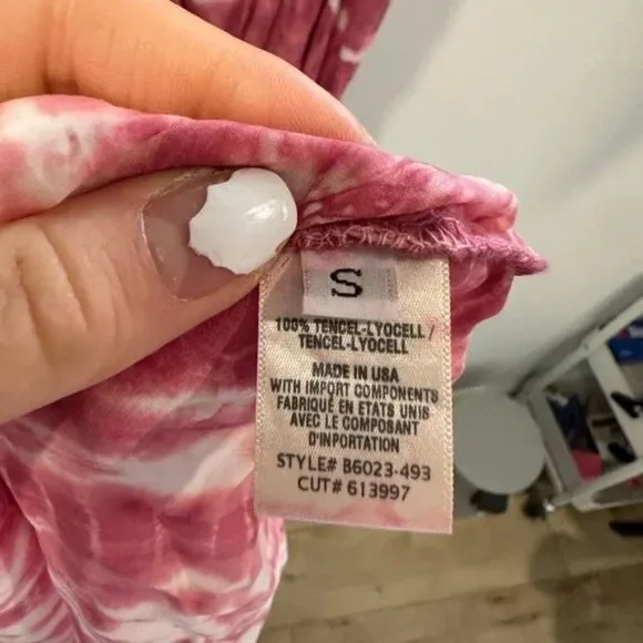 Like New Bella Dahl Tie-Dye Midi Dress | Size S | Pink &amp; White