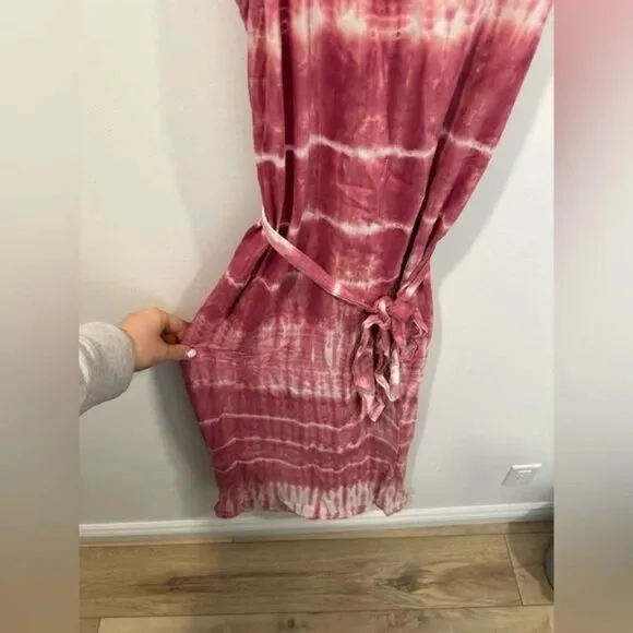 Like New Bella Dahl Tie-Dye Midi Dress | Size S | Pink &amp; White