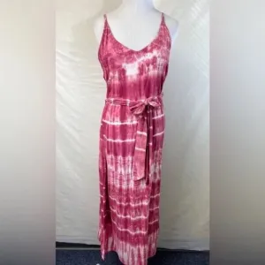 Like New Bella Dahl Tie-Dye Midi Dress | Size S | Pink &amp; White