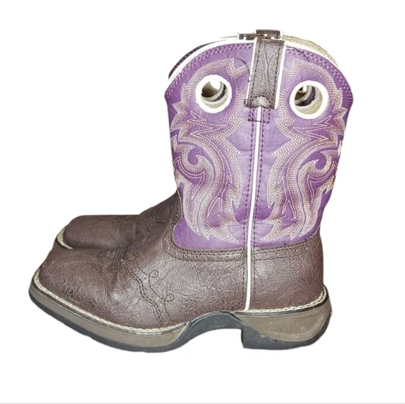 Lil Durango Girls Western Boots Size 2 M Purple/Brown