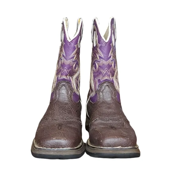 Lil Durango Girls Western Boots Size 2 M Purple/Brown