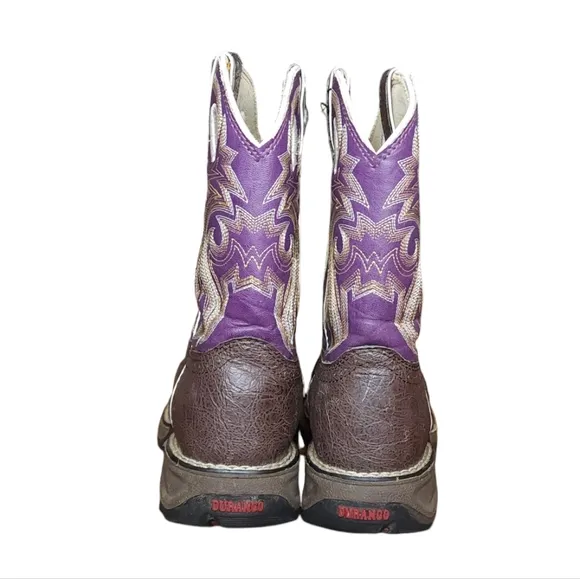 Lil Durango Girls Western Boots Size 2 M Purple/Brown