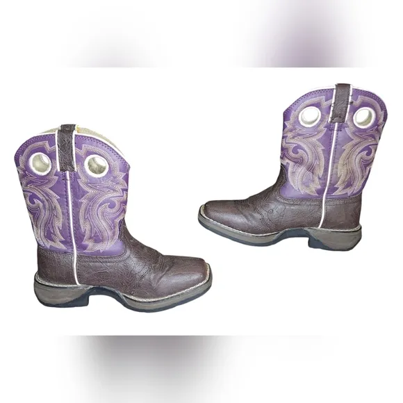 Lil Durango Girls Western Boots Size 2 M Purple/Brown