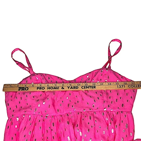 Lilly Pulitzer Hiedi Smocked Maxi Aura Pink &amp; Gold Beachwear Sundress Womens 12