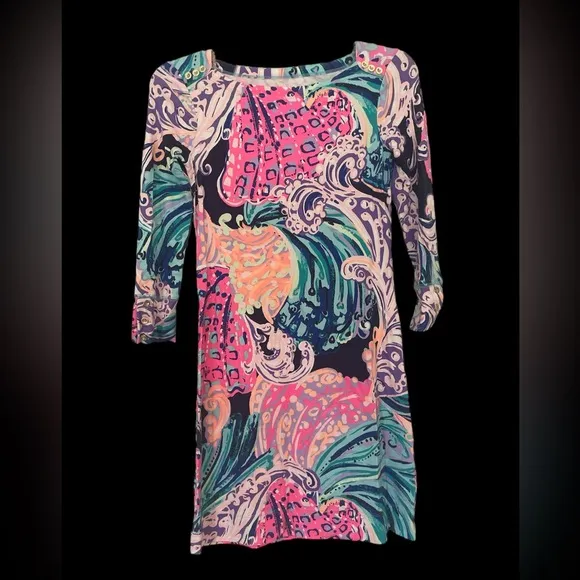 Lilly Pulitzer Sophie Dress soft knit fitted 3/4 long sleeve worn once XXS