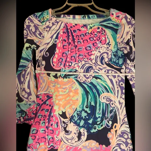 Lilly Pulitzer Sophie Dress soft knit fitted 3/4 long sleeve worn once XXS