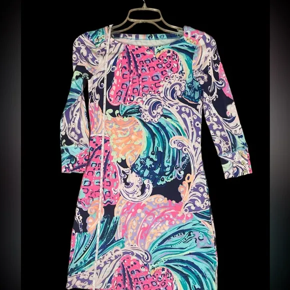 Lilly Pulitzer Sophie Dress soft knit fitted 3/4 long sleeve worn once XXS