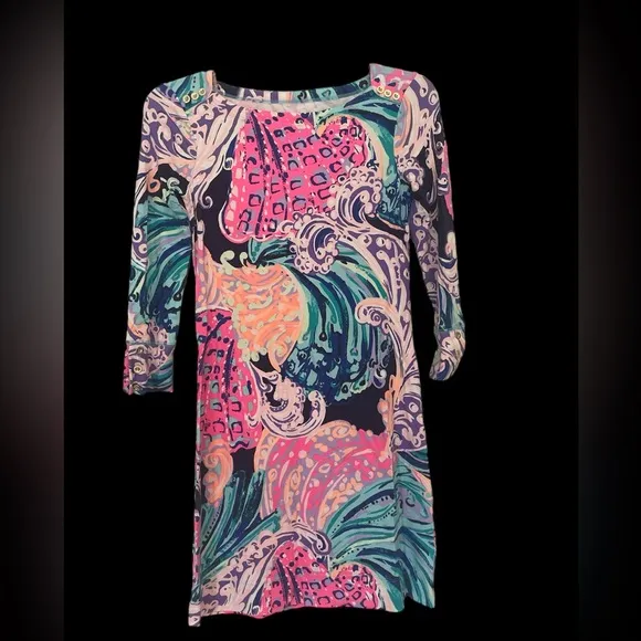 Lilly Pulitzer Sophie Dress soft knit fitted 3/4 long sleeve worn once XXS
