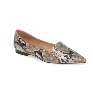 Linea Paolo Leather Portia Snake Skin Pointed Toe Flats Loafer Slip On Preppy 8M