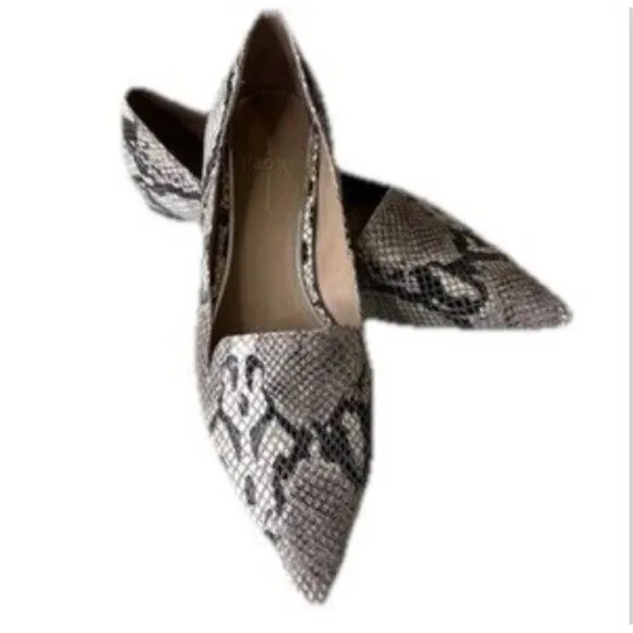 Linea Paolo Leather Portia Snake Skin Pointed Toe Flats Loafer Slip On Preppy 8M