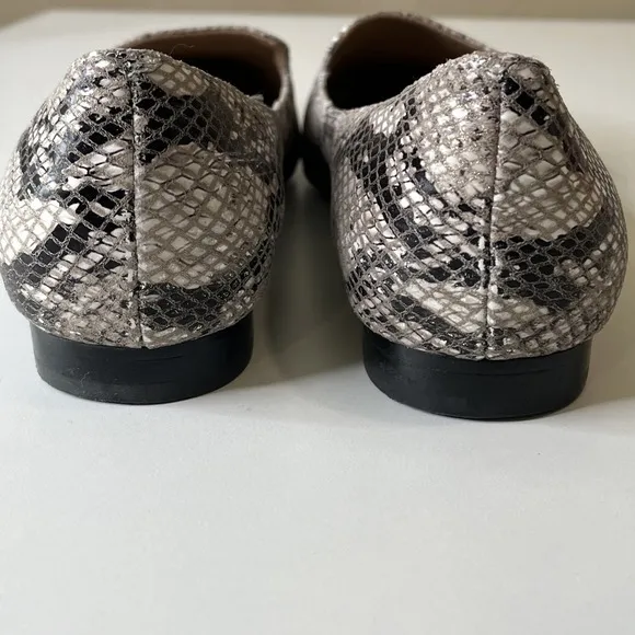 Linea Paolo Leather Portia Snake Skin Pointed Toe Flats Loafer Slip On Preppy 8M