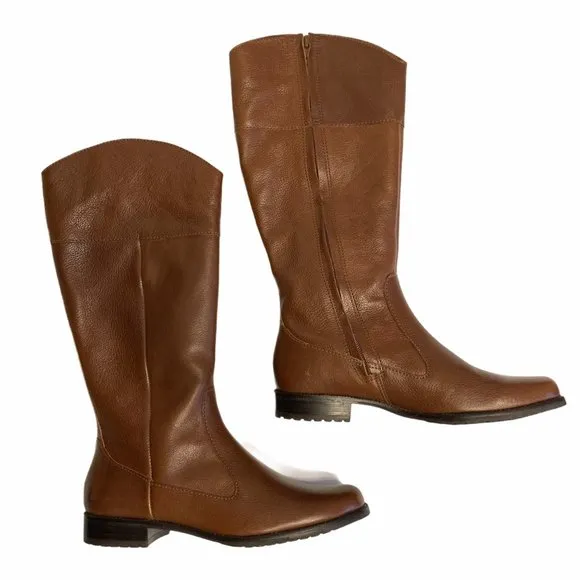 LL Bean Brown Leather Riding Boots 8.5 Full Zip