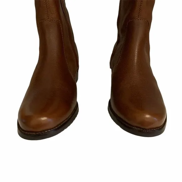 LL Bean Brown Leather Riding Boots 8.5 Full Zip