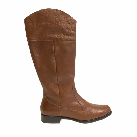 LL Bean Brown Leather Riding Boots 8.5 Full Zip
