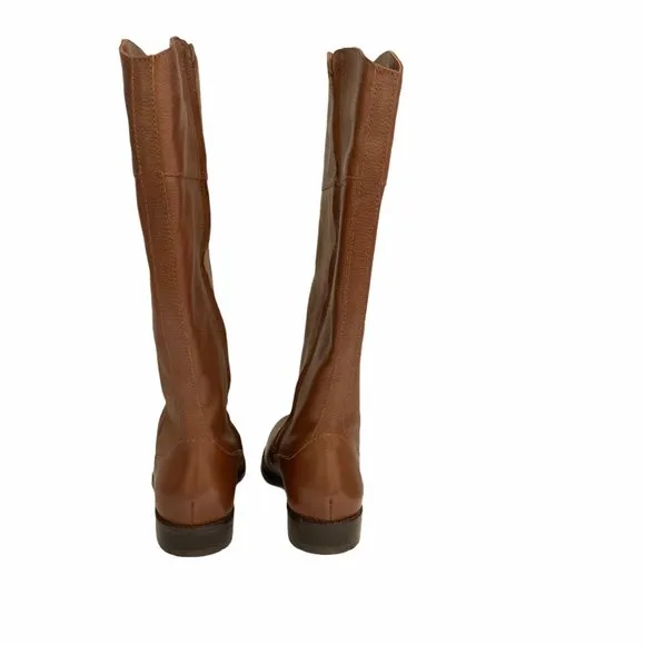 LL Bean Brown Leather Riding Boots 8.5 Full Zip