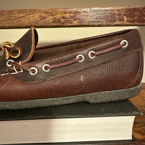 L.L. Bean Men's Camp Mocs Brown Leather Loafers Moccasins