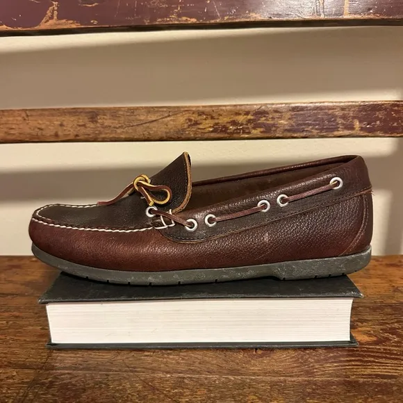 L.L. Bean Men's Camp Mocs Brown Leather Loafers Moccasins