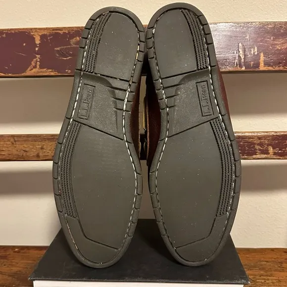L.L. Bean Men's Camp Mocs Brown Leather Loafers Moccasins