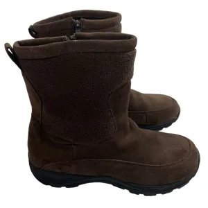 L.L. Bean Men's Primaloft Brown Suede Zip Up Boots Fleece Lined Size 10 Wide